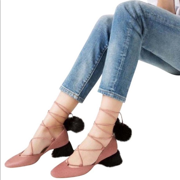 Zara Suede Lace Up Tasseled Mid Heel Shoes 7.5/38 - Picture 3 of 8